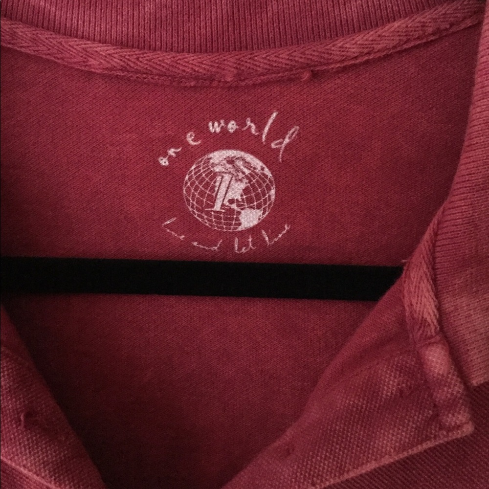One World, Raspberry Distressed Polo, Sz S - Picture 2 of 5